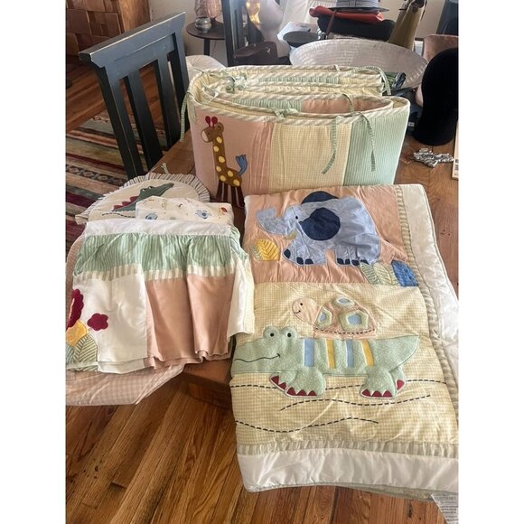 Vtg Tiddlewinks Safari Friends 5 Pc Crib Set Giraffe Lion Monkey Gator Elephant - Picture 1 of 8